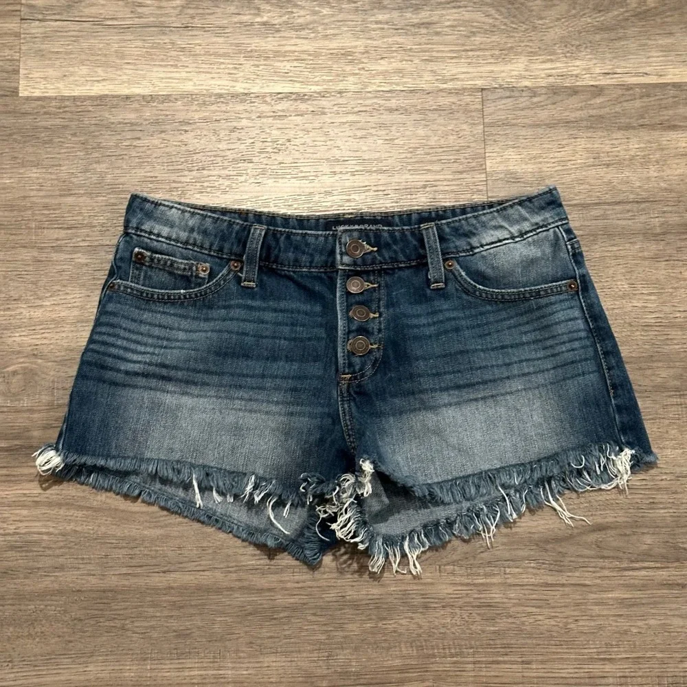Lucky Brand The Cut Off Medium Wash Frayed Denim Shorts 7WP10625 Blue 6/28